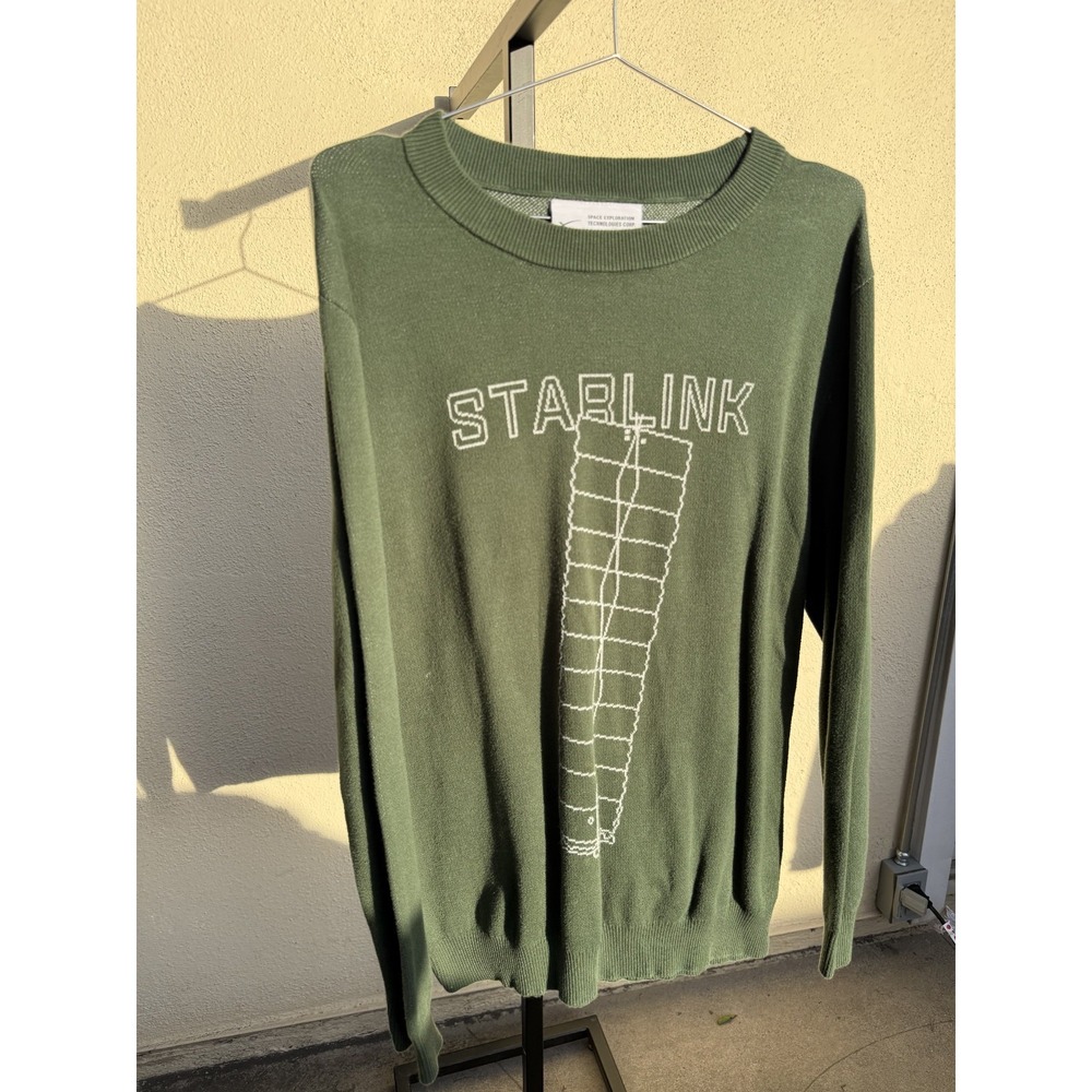 Official SpaceX's Starlink Graphic Logo Sweater Sweatshirt XL Green Rare